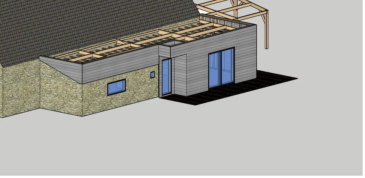 Extension d’une longère — Plan 3D — vue 2