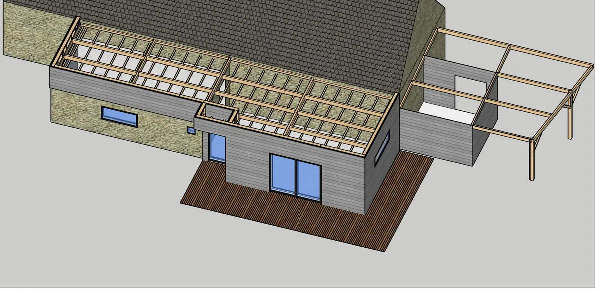 Extension d’une longère — Plan 3D — vue 3