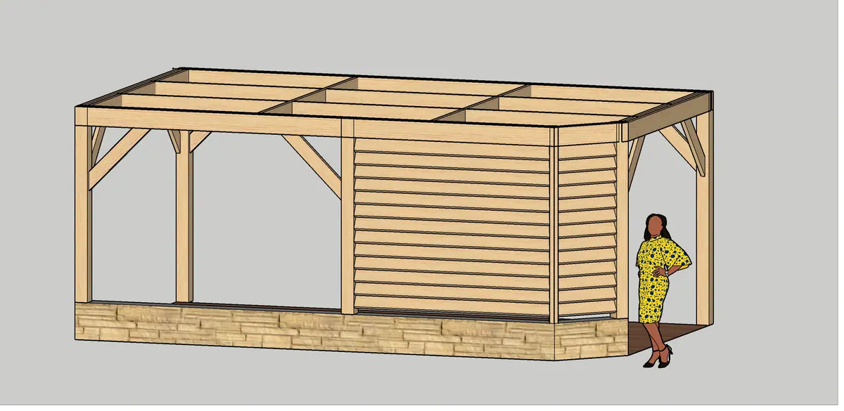 Pergola sur mesure — Plan 3D — vue 1
