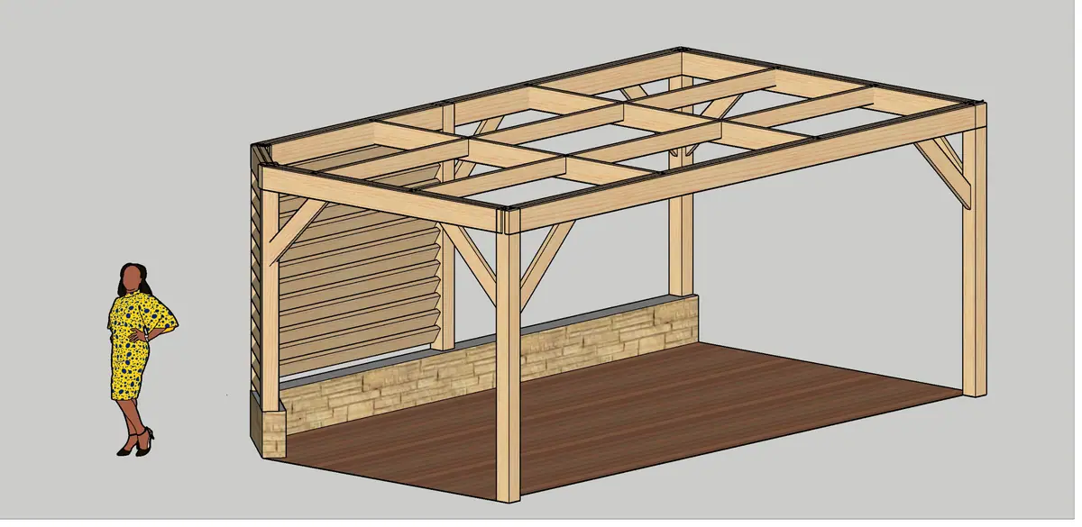 Pergola sur mesure — Plan 3D — vue 3