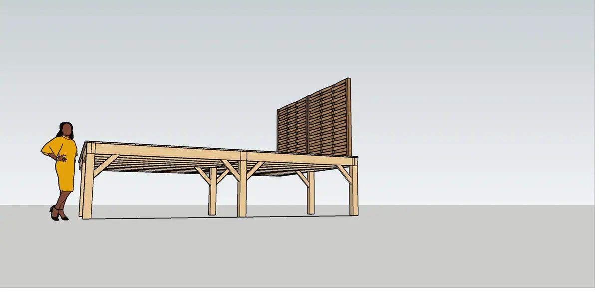 Terrasse bois sur pilotis — Plan 3D — vue 2